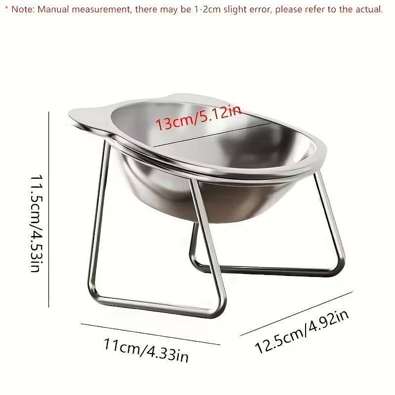 Stainless Steel Elevated Cat Feeding & Water Dish - Silver