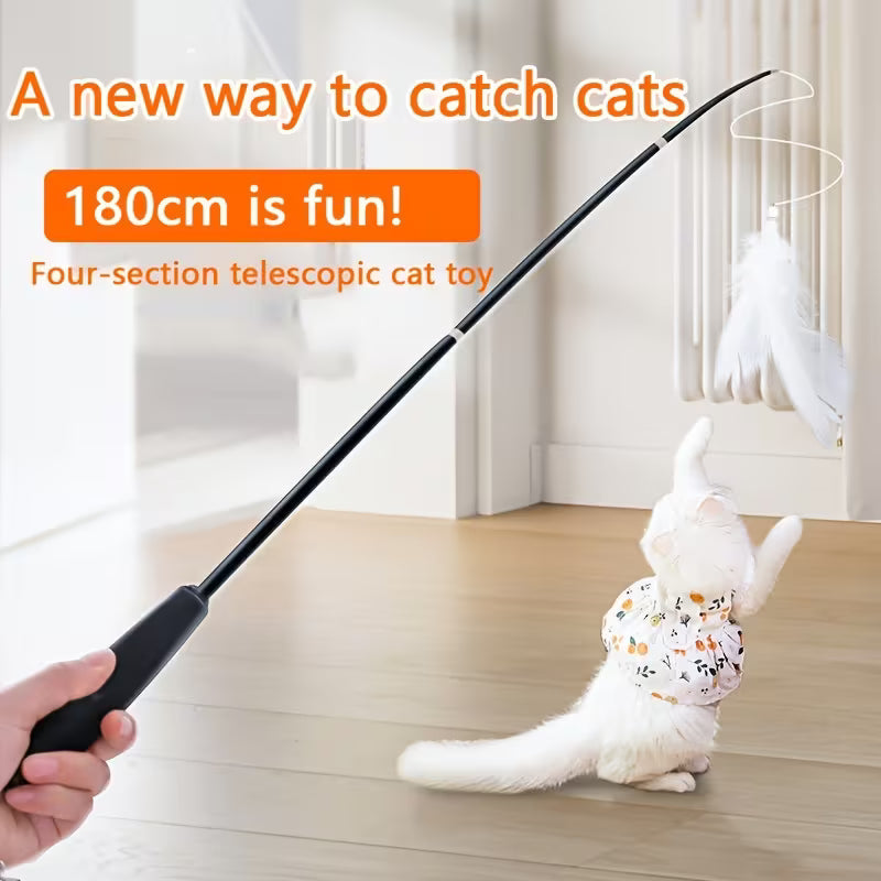 Cat Toy Wand with Artificial Feather