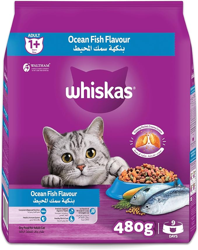 Whiskas Adult Ocean Fish Dry Cat Food 480g