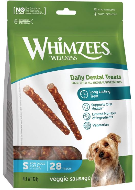 WHIMZEES Veggie Sausage Small Dog Treats 28pcs 420g