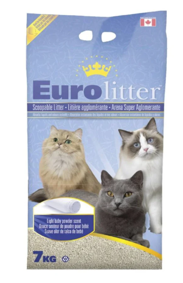 Eurolitter Cat Litter  Baby Powder Scent  7kg