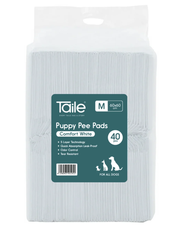 Taile Puppy Pee Pads Comfort White  40 Pads  60 × 60cm