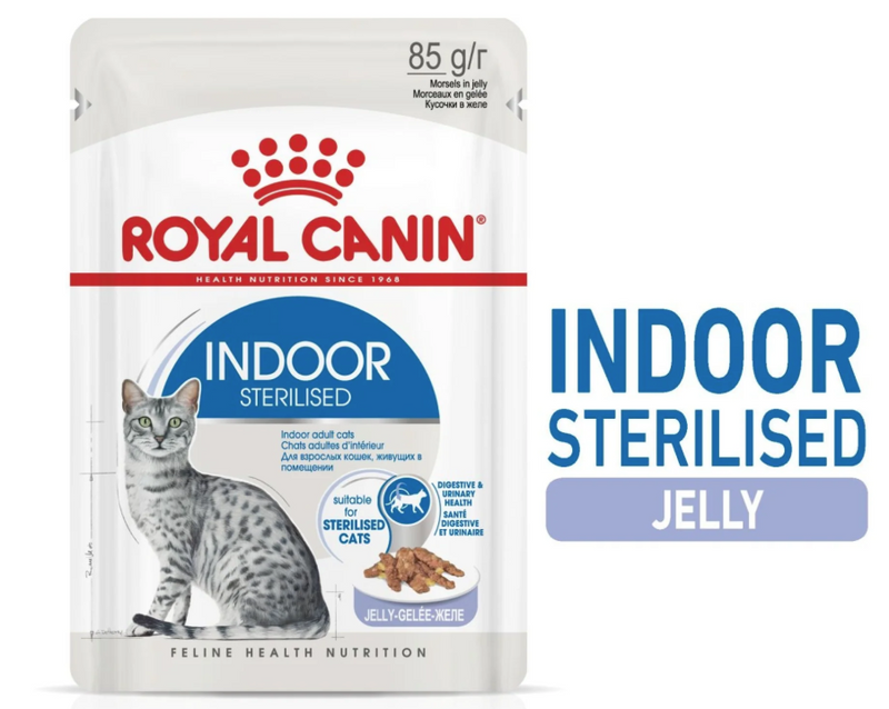 Royal Canin Feline Health Nutrition Indoor Sterilised Jelly Wet Cat Food 12 x 85g