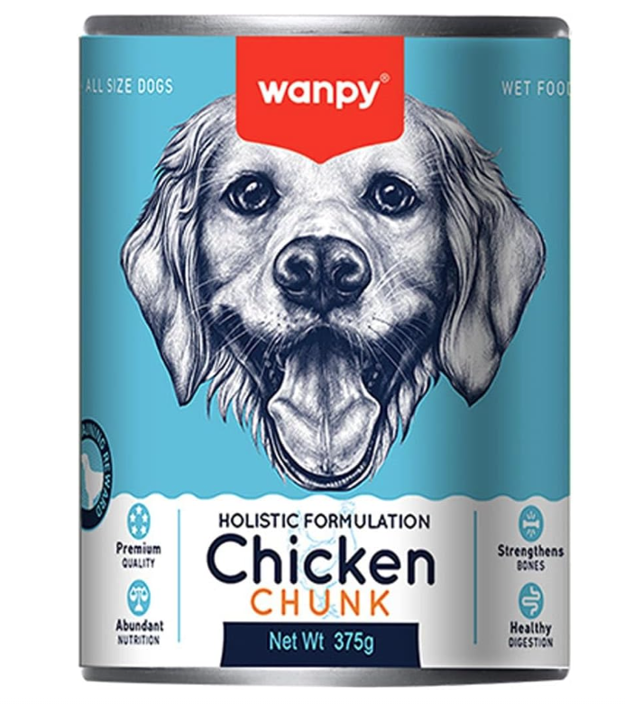 Wanpy Chicken Chunks Wet Dog Food  375g