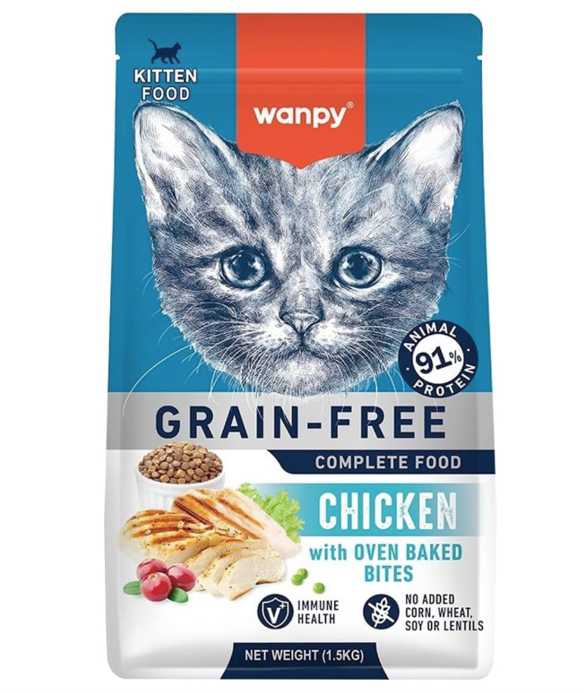 Wanpy Grain-Free Complete Food for Kitten Chicken Recipe – 1.5kg