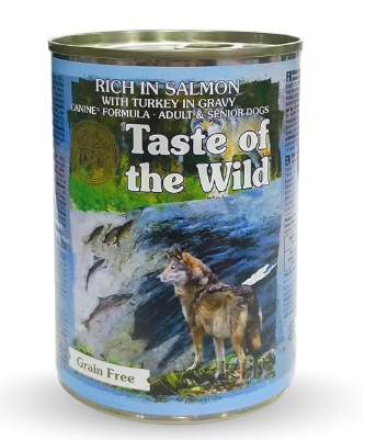 Taste of the Wild Rich in Salmon with Turkey in Gravy  for Adult and Senior Dogs  390g