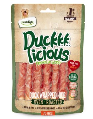 Dentalight Duckki Licious Duck Wrapped Hide Jerky Dog Treats 70g