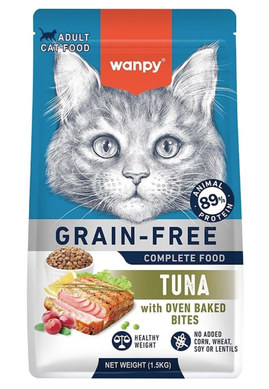 Wanpy Grain Free Complete Food for Adult Cat Tuna Recipe 1.5kg