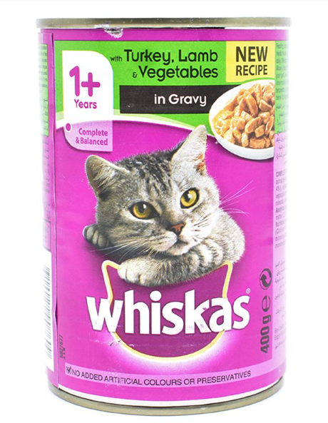 Whiskas Mince Lamb Turkey & Vegetable in Gravy Adult Cat Food  400g