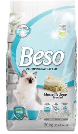 Beso Clumping Cat Litter Marseille Soap Scented  20kg