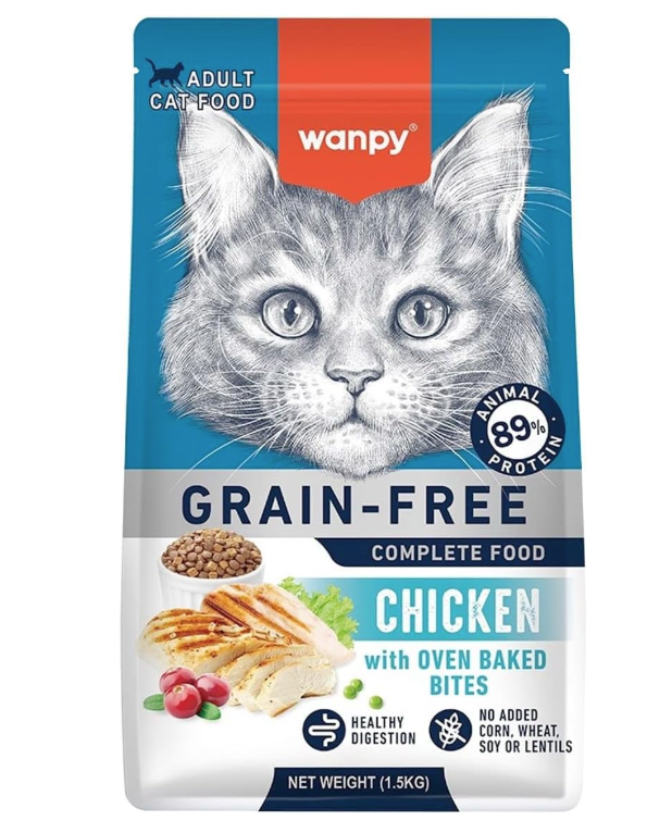 Wanpy Grain Free Complete Food for Adult Cat Chicken Recipe 1.5kg
