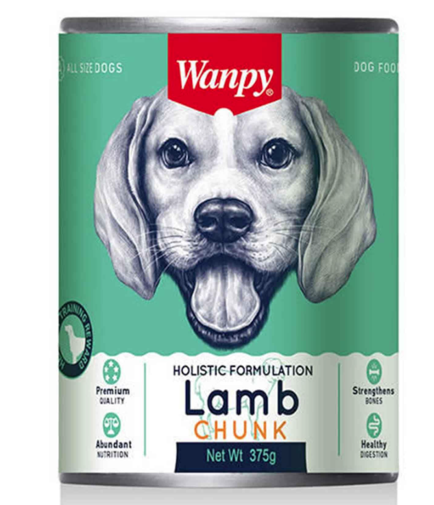 Wanpy Lamb Chunks Wet Dog Food  375g