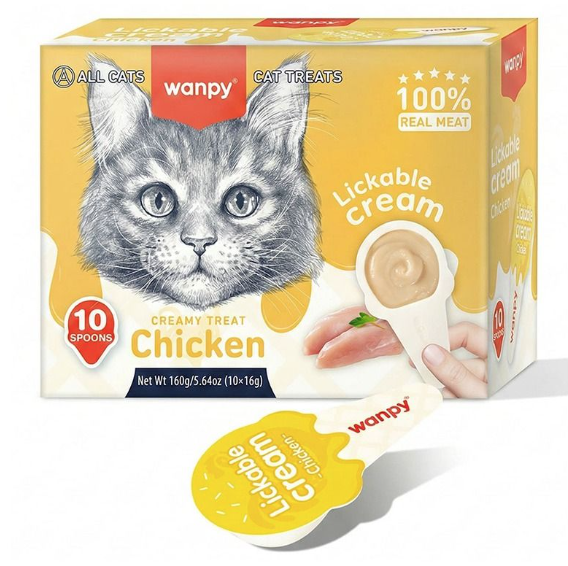 Wanpy Cat Lickable Cream Spoon Chicken Cat Treats