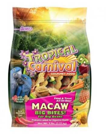 Brown's Tropical Carnival Gourmet Macaw Food Big Bites 5 lbs