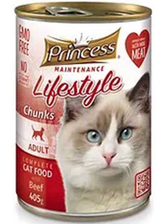 Princess Lifestyle Adult Cat Maintenance Chunks with Beef 405g