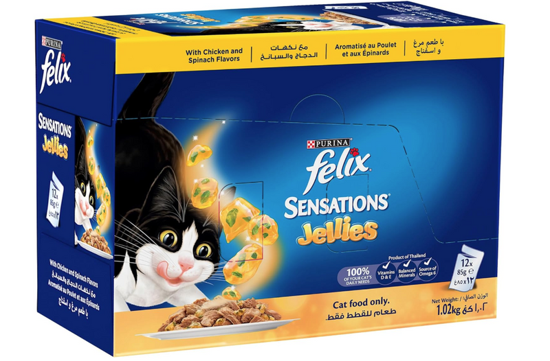 Purina FELIX Sensations Jellies Chicken & Spinach  12 × 85g
