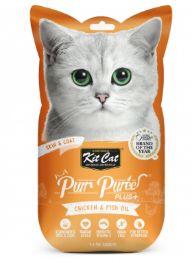 Kit Cat Purr Puree Plus+ Chicken Skin & Coat