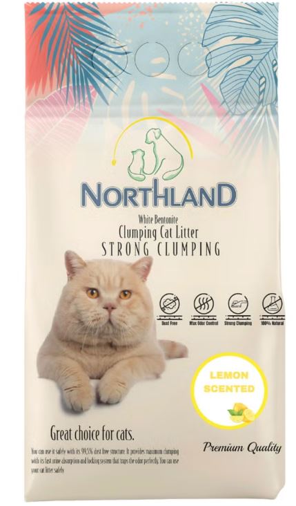 Northland Premium White Bentonite Clumping Cat Litter  Lemon Scented 20L