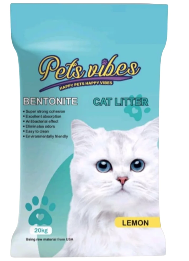 Pet Vibes Bentonite Cat Litter Lemon Scent 25l