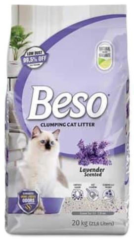 Beso Clumping Cat Litter Lavender Scented Cat Litter – 20kg