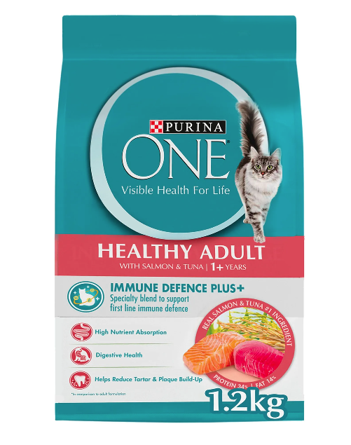 Purina ONE Healthy Adult Cat Food with Salmon & Tuna  1.2kg