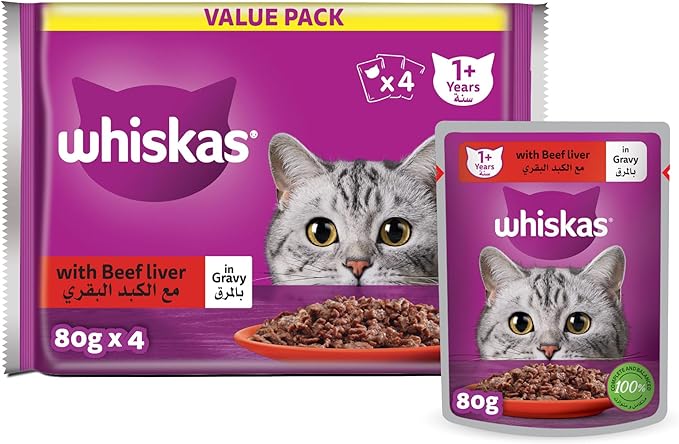 Whiskas Beef and Liver in Gravy Wet Cat Food 80g