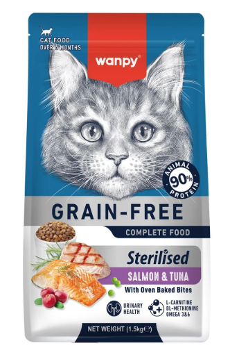 Wanpy Grain Free Sterilized Cat Food Salmon and Tuna Recipe 1.5kg