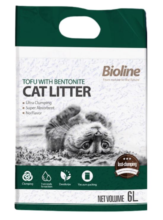 Bioline Tofu with Bentonite Clumping Cat Litter 6L