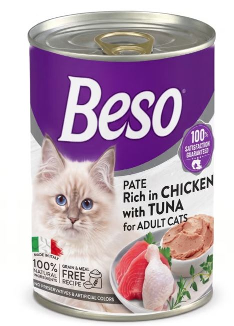 Beso Chicken & Tuna Pate Wet Cat Food   400g