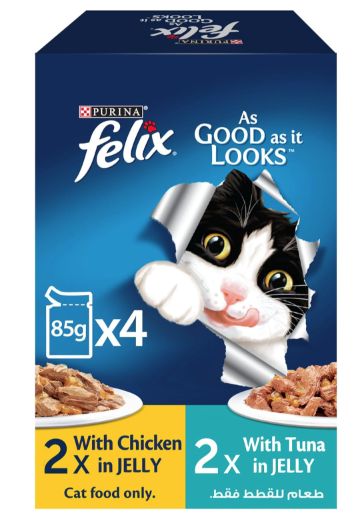Purina FELIX As Good As It Looks Chicken & Tuna in Jelly   4 × 85g