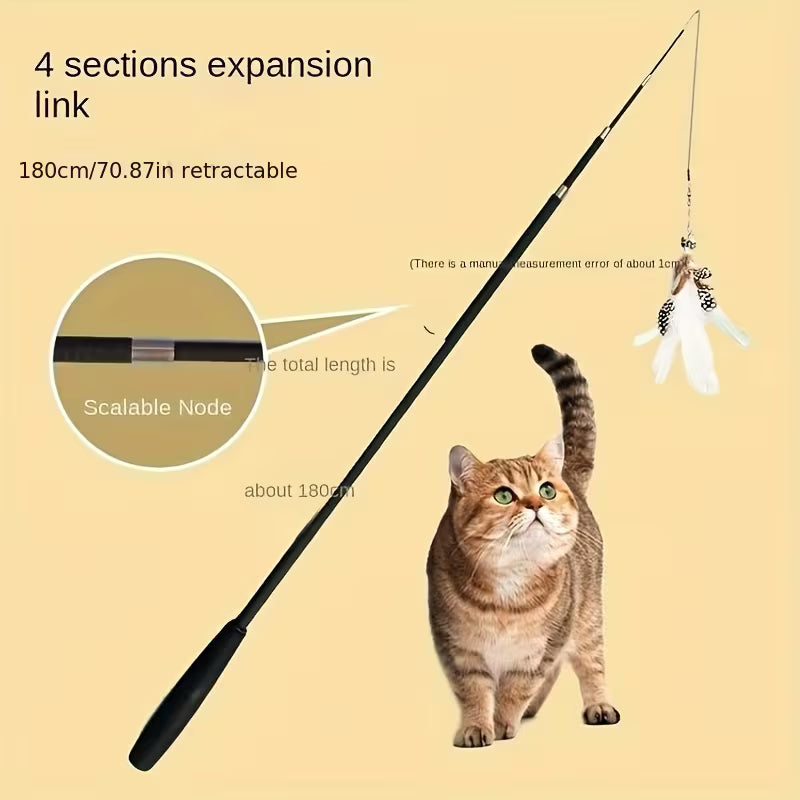Cat Toy Wand with Artificial Feather