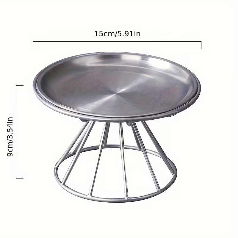 Anti-Flipping Cat Food Bowl with Tall Iron Stand Silver