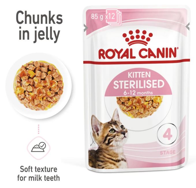 Royal Canin Feline Health Nutrition Sterilised Kitten Jelly  12 × 85g