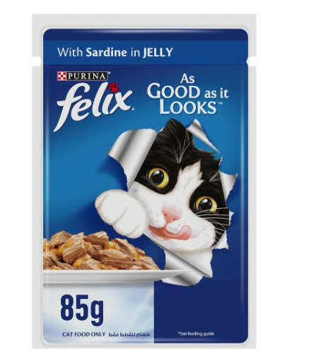 Purina FELIX As Good As It Looks Adult Cat Food with Sardine in Jelly  12 × 85g