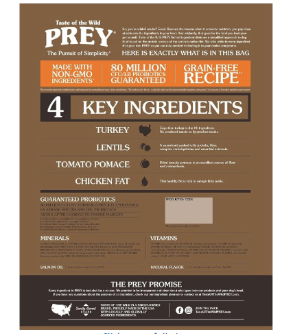 Taste of the Wild PREY Turkey  3.6kg