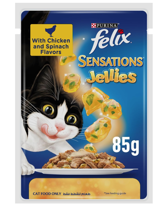 Purina FELIX Sensations Jellies Chicken & Spinach  12 × 85g