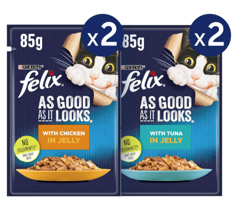 Purina FELIX As Good As It Looks Chicken & Tuna in Jelly   4 × 85g