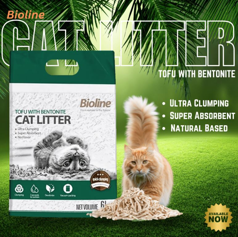 Bioline Tofu with Bentonite Clumping Cat Litter 6L