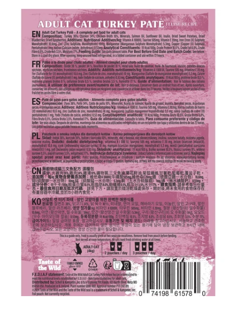 Taste Of The Wild Adult Cat Turkey Pate 85G
