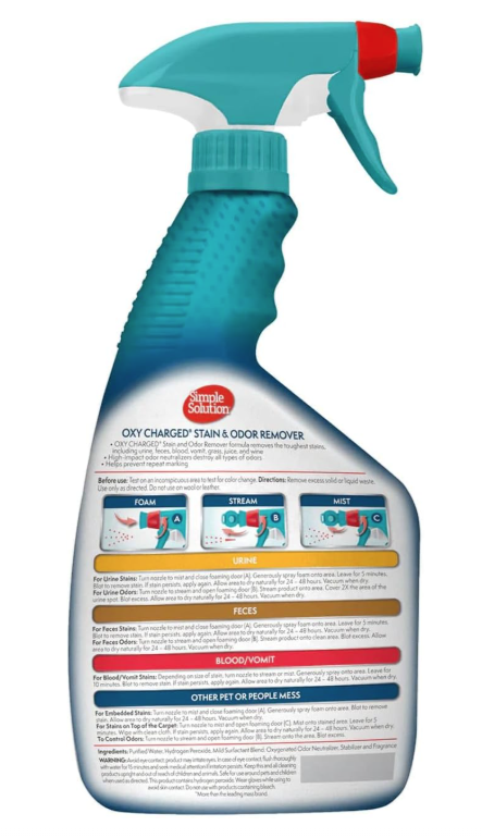 Simple Solution Oxy Charged Pet Stain & Odor Remover  32oz