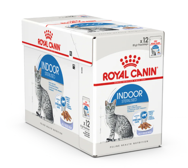 Royal Canin Feline Health Nutrition Indoor Sterilised Jelly Wet Cat Food 12 x 85g