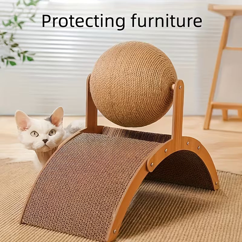 Natural Sisal Cat Scratcher Toy with Ball