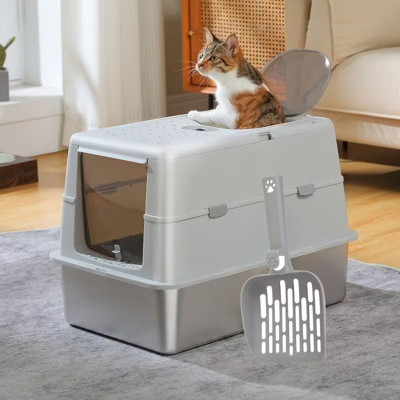XL Enclosed Stainless Steel Cat Litter Box