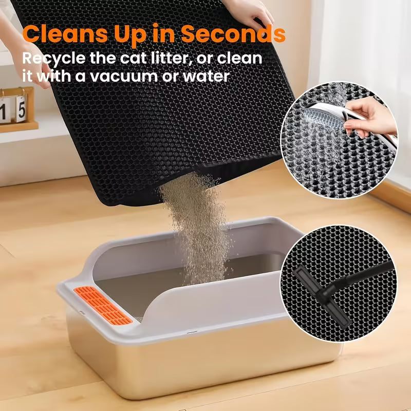 Enclosed Litter Box Set with Litter Mat