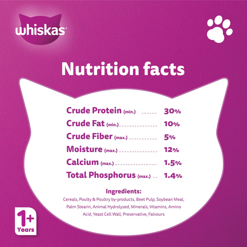Whiskas Adult Skin & Coat Chicken and Salmon Dry Cat Food 1.1kg