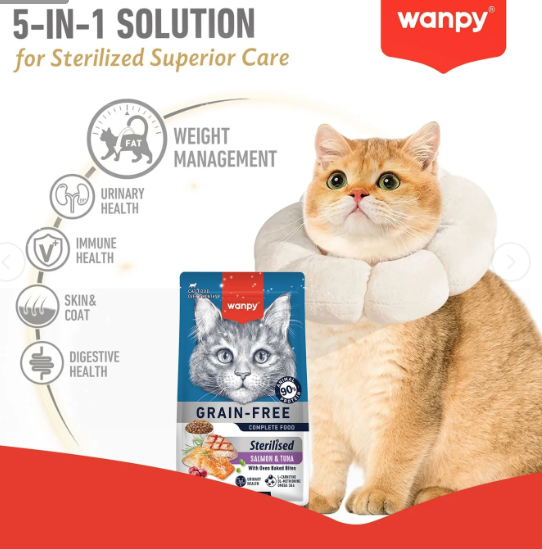 Wanpy Grain Free Sterilized Cat Food Salmon and Tuna Recipe 1.5kg