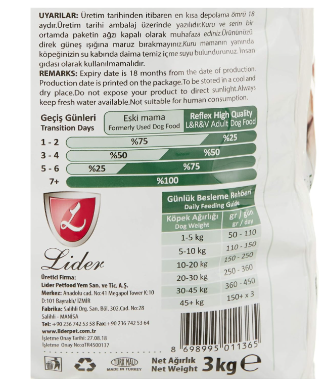 Reflex Adult Dog Food with Lamb and Vegetables 3kg