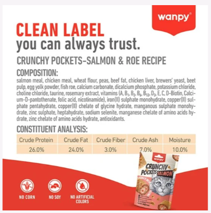 Wanpy Crunchy Pockets Catnip & Chicken Recipe  60g