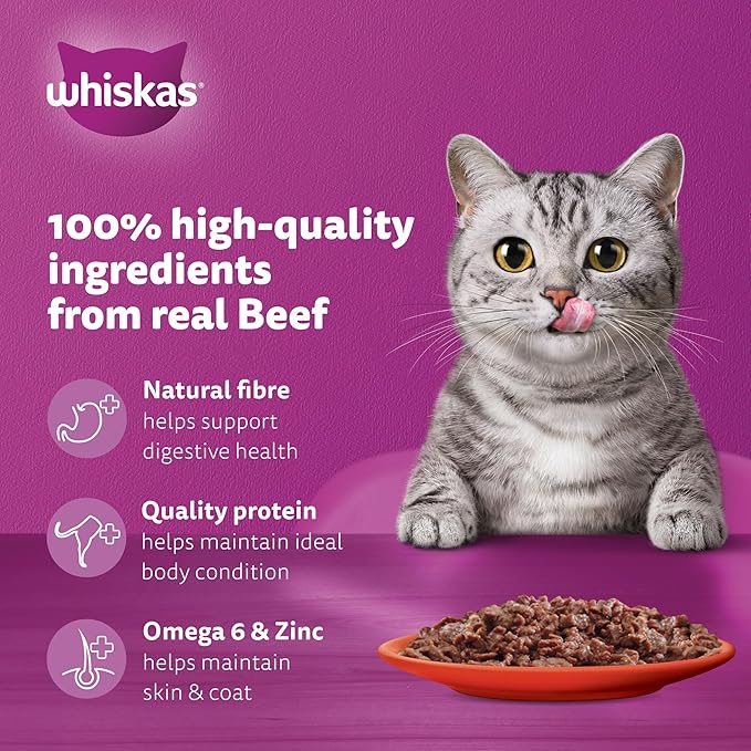 Whiskas Beef and Liver in Gravy Wet Cat Food 80g