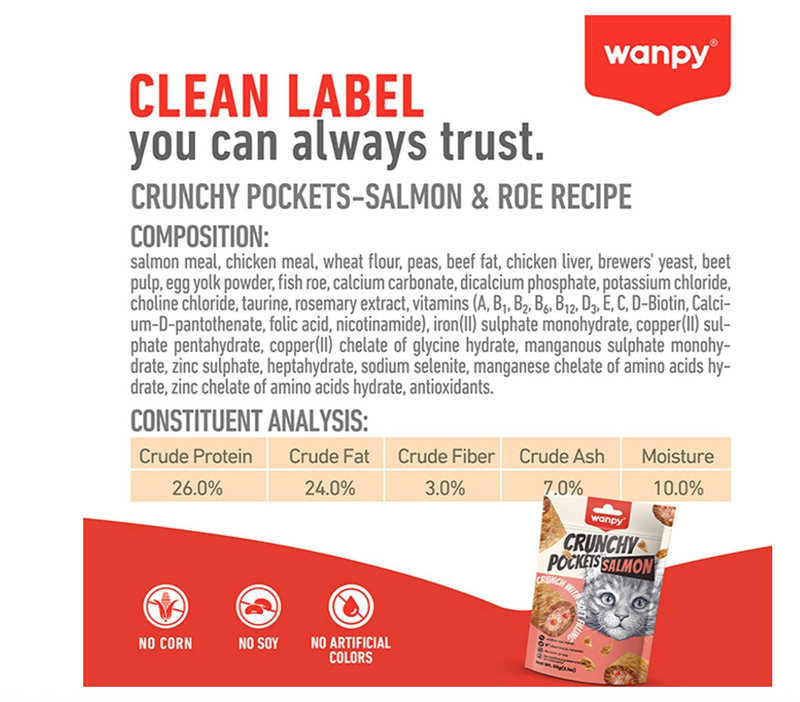 Wanpy Crunchy Pockets Salmon & Roe Recipe  60g